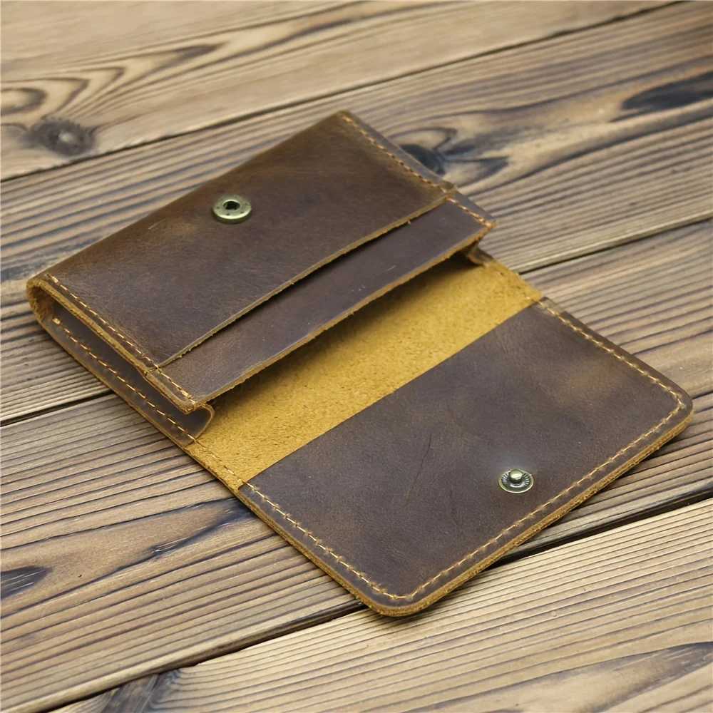 1pc Mens Genuine Leather Business Card Holder Case Small Card ID Holder Z250527