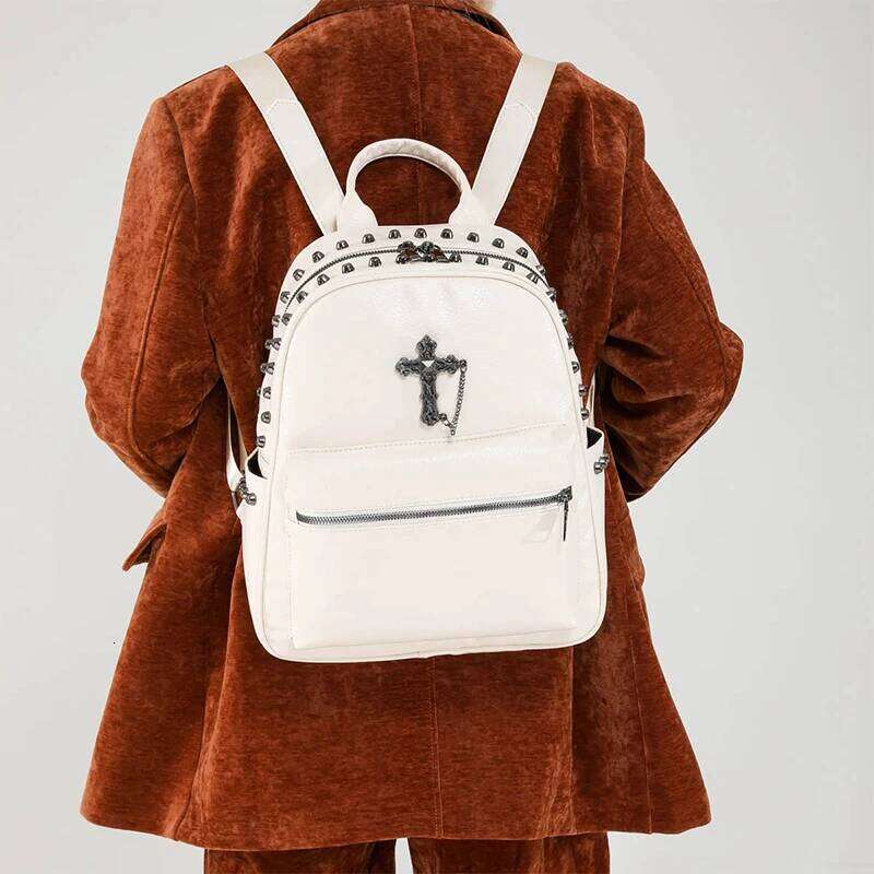 Women's Bags Designer Brand Personalized Cross Design Simple Commuting Large Capacity Versatile Rivet Backpack
