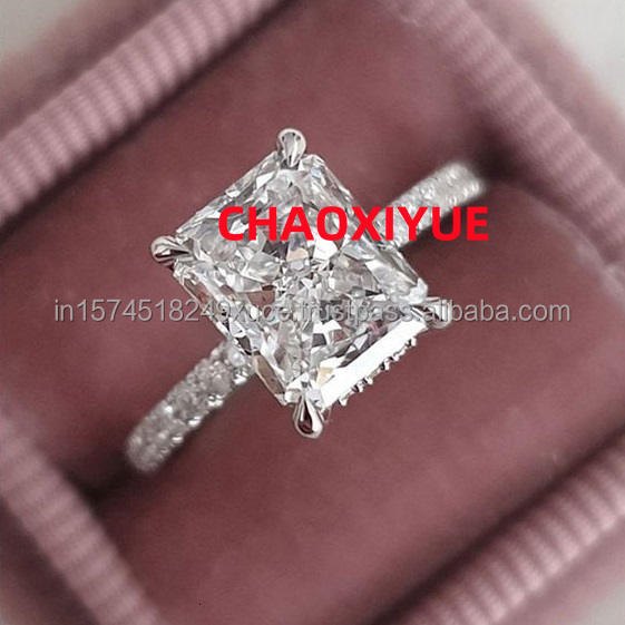 Classic Square 1Ct Moissanite VVs1 Ring 925 Sterling Silver Stainless Steel Band Fashionable Silver Gold Wedding Engagement Ring