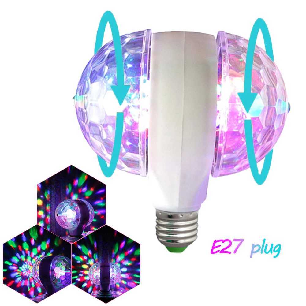 E27 Disco Ball Light DJ Audience Flash Family Halloween Christmas Party Atmosphere Light Wedding Rotating Mini Stage Lights XJ250527