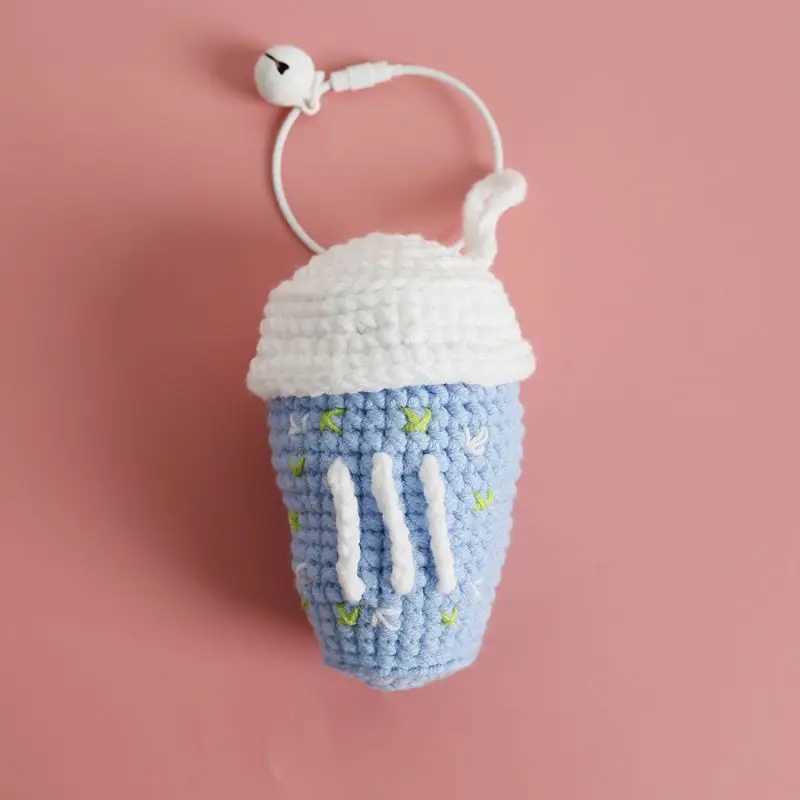 Creative Coffee Cup Crochet Keychain For Car Keys Keychains Cute Knitting Cup Pendant Keyrings Handmade Knitted Keychains 2024 W250526