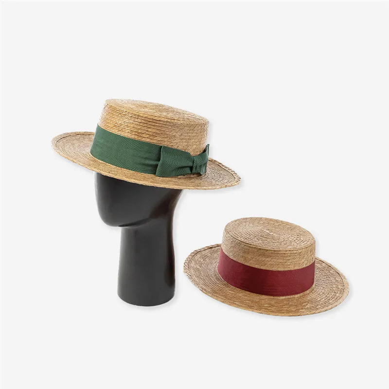 202503-hh5358b ns chic summer Natural palm leaf woven bowknot classic lady fedoras cap men women panama jazz hat 250526