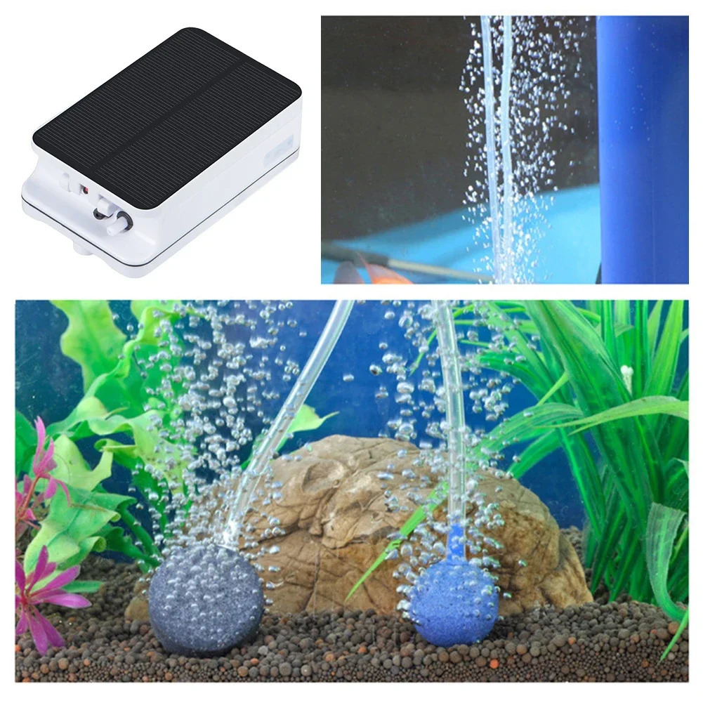 Solar Power Pond Fish Tank Oxygenator with Pipe Air Bubble Stones Solar Pond Pump Oxygen Aerator for Pool Aquarium Fish Tank 250523