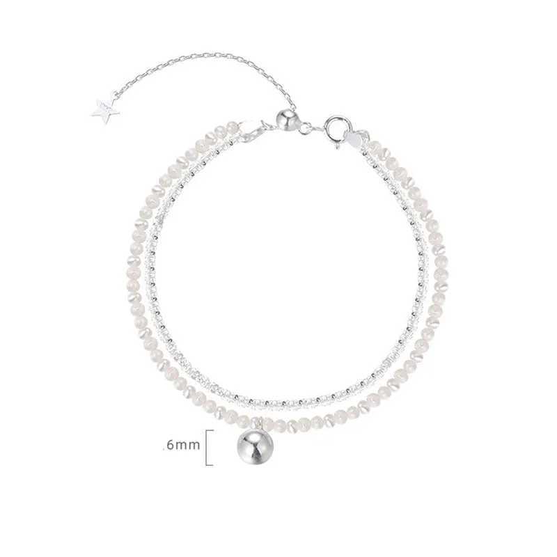 VENTFILLE 925 Sterling Silver Star Love Heart Pendant Round Bead Pearl Bracelet For Girls Sweet Romantic Style Gifts For Lovers W250526