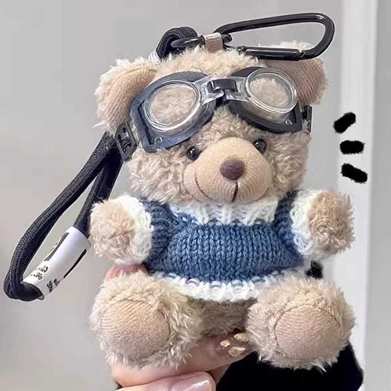 Cartoon Small Bear Keychain Plush Brown Bear Clothes Lovely Glasses Bear Doll Keychain for Bag Pendant Couple Keyrings Gifts W250526
