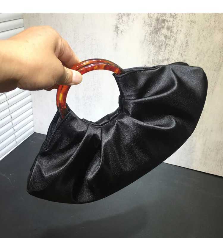 Luxury Satin Dinner Bag Designer Pleated Silk Cloud Bag High Quality Acrylic Handle Handbag for Women Evening Party Clutch Bag W250527