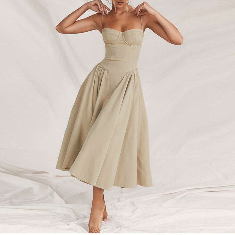 Summer Strapless New Waist-Cinching Fashion Sexy Red Slip Dress for Women