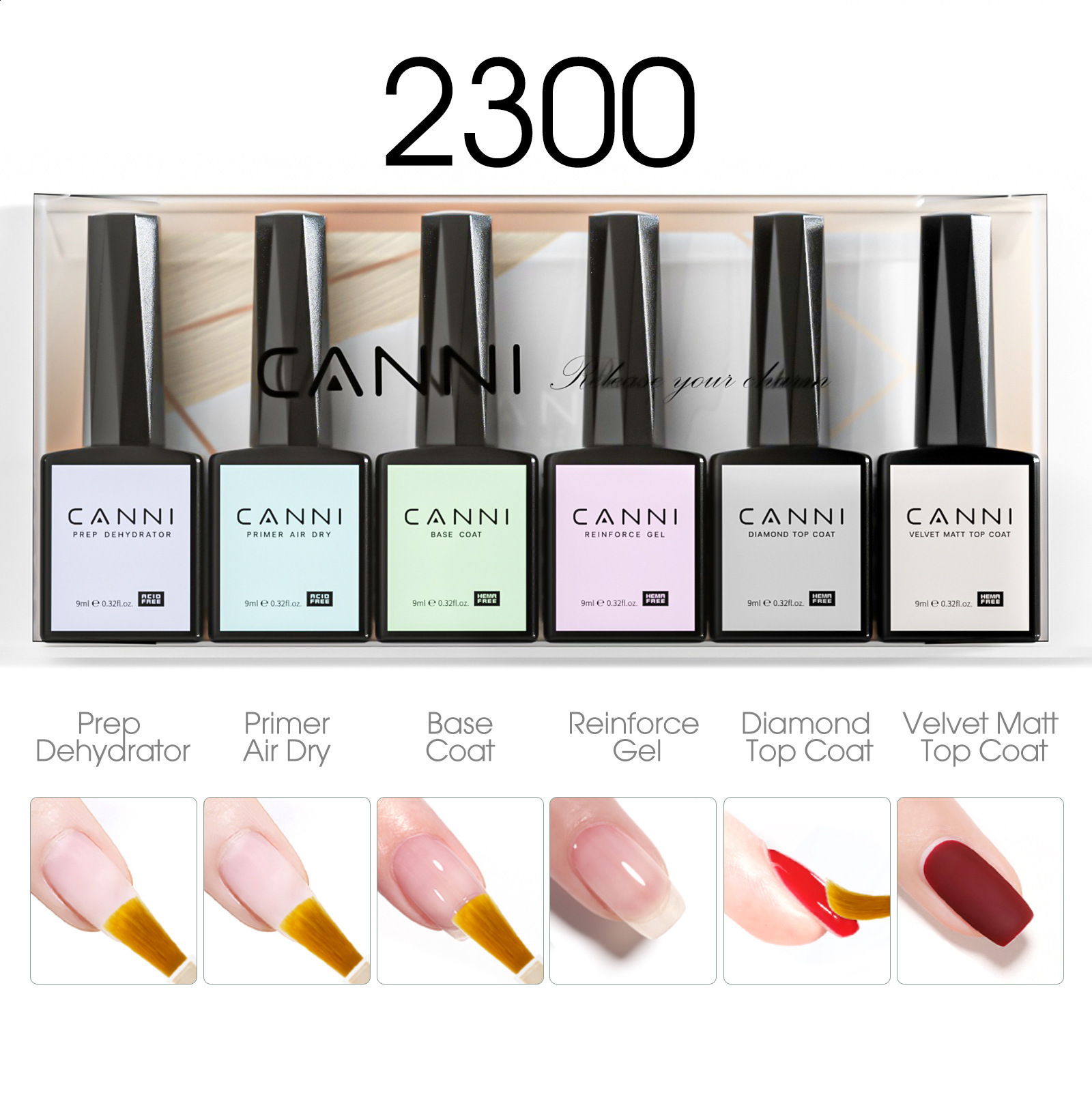 CANNI Nail Gel Polish Set HEMA FREE Gorgeous Color Semi Permanent Full Coverage Pigmented Paint Soak off UV LED Varnish 241112