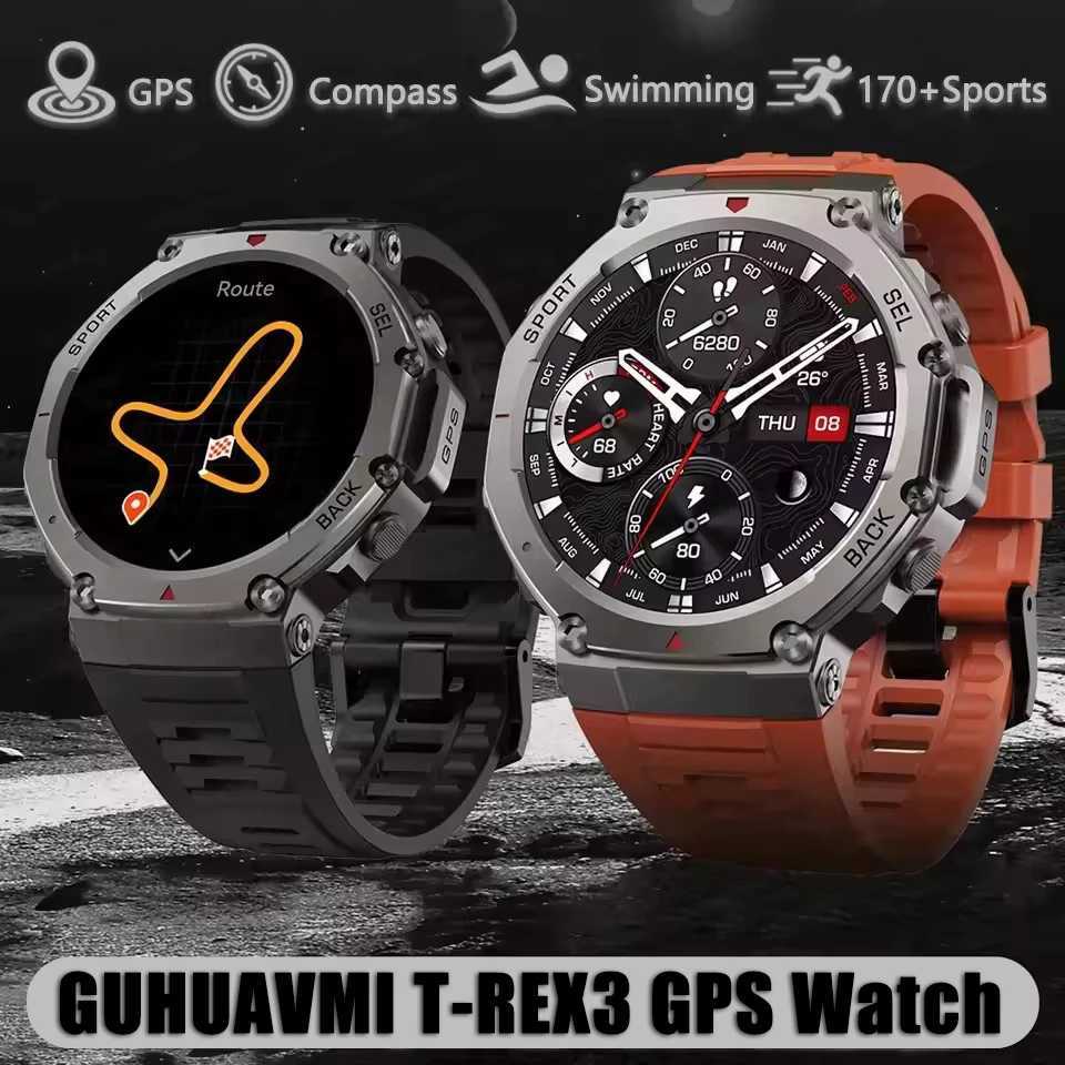T-Rex 3 Built-in Dual-band GPS Smart Watch Men Smartwatch Compass Altimeter Barometric 5ATM IP69K Waterproof AMOLED HD WatchesXJ250513