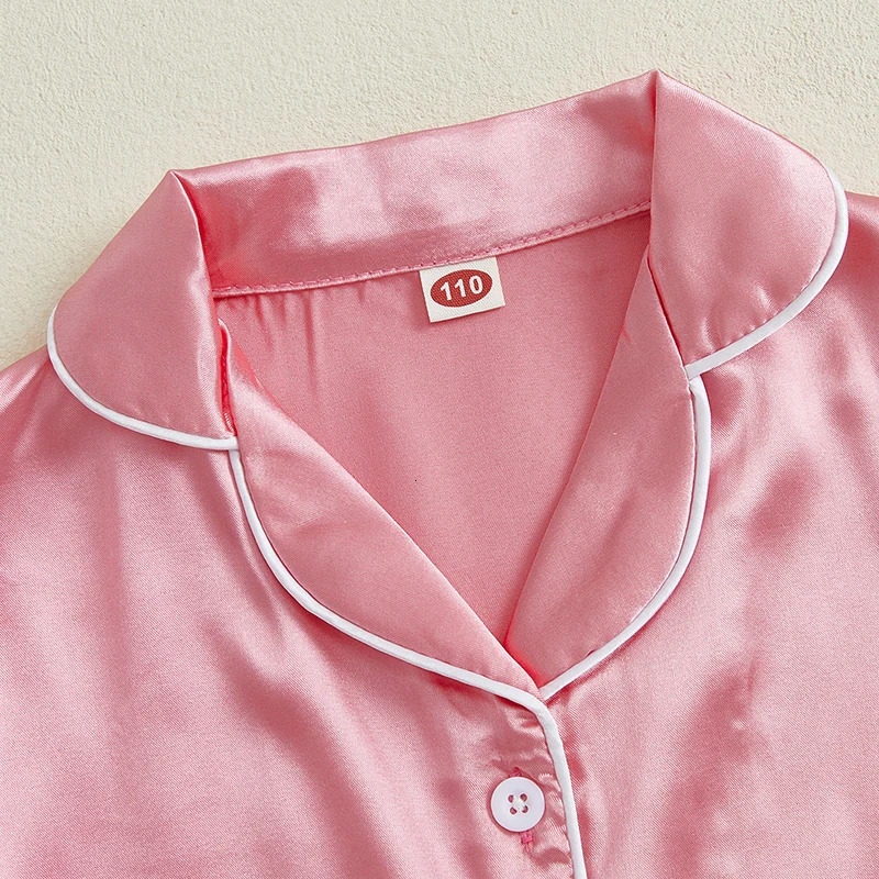 Infant Girls Cute Summer Pajama Set with Button Down Lapel V Neck Top and Ruffled Shorts for Comfortable Lounge Wear 2 Piece 250527
