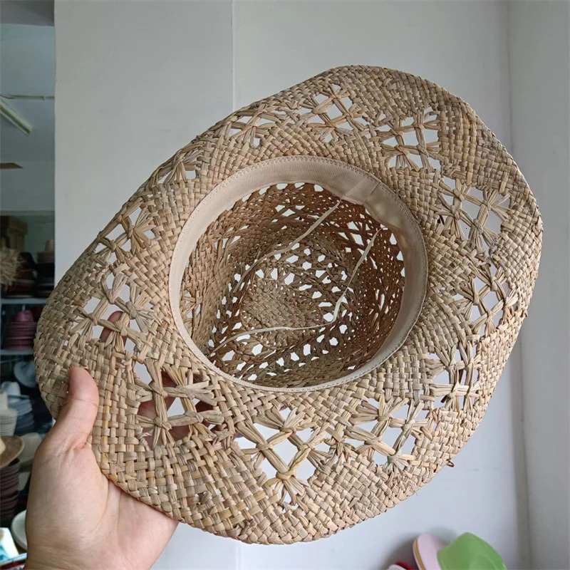 Cowboy hat fashion hollow out western cowboy hand woven hard summer sapphire accessories neutral Cowboy hat sun hat sombrero cow 250526