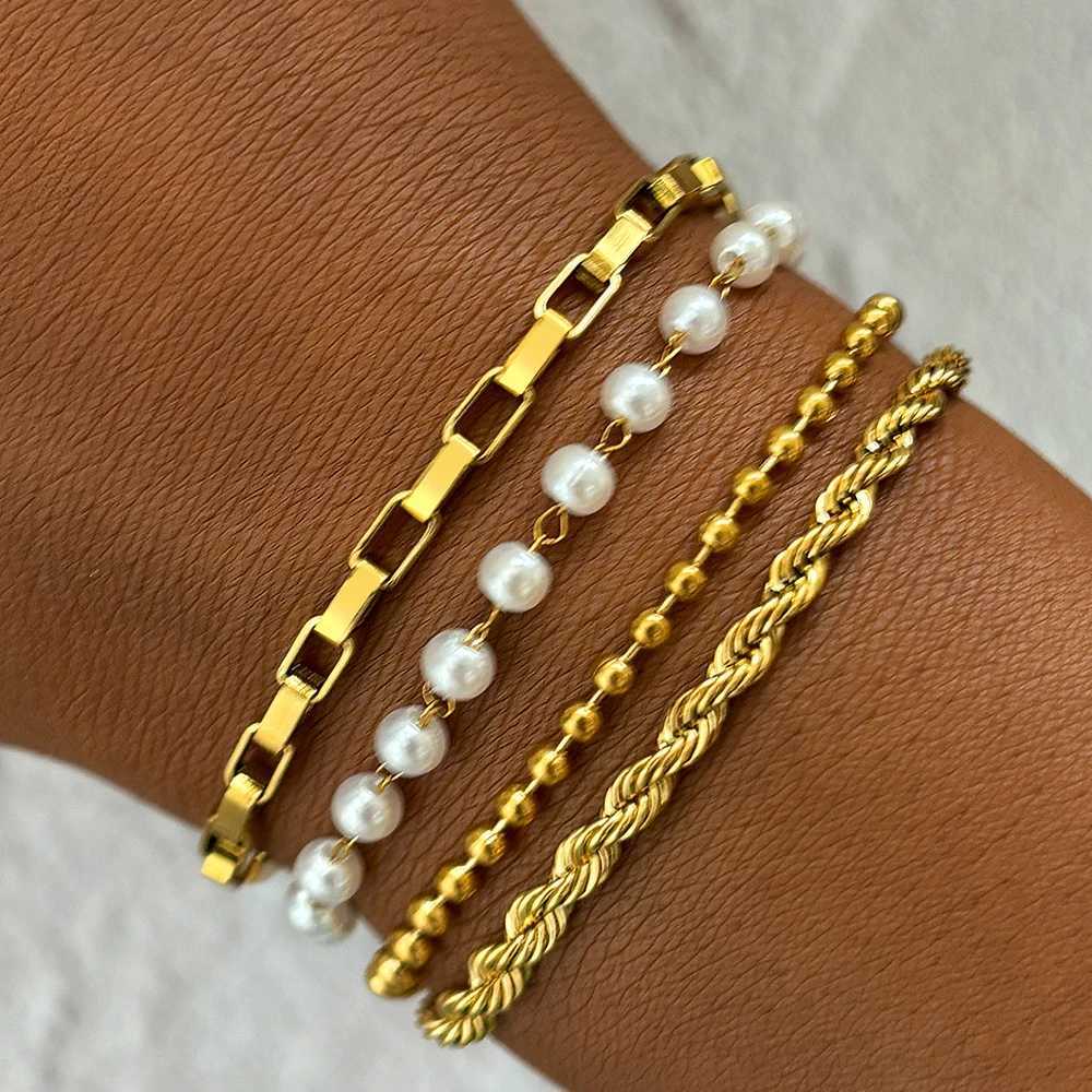 Stainless Steel Jewelry Set New Design Multi Style Pearl Twist Bracelets Jewelry Set For Women Jewelry Party Gifts Daily Wear W250526