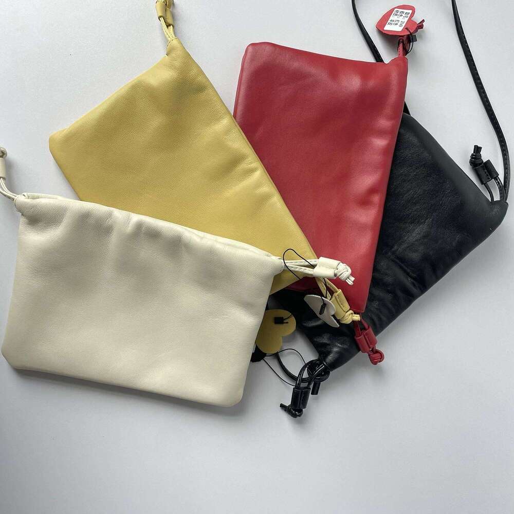 Sheepskin drawstring cloud 2025 summer new design soft genuine leather handbag shoulder fashionable women crossbody bag
