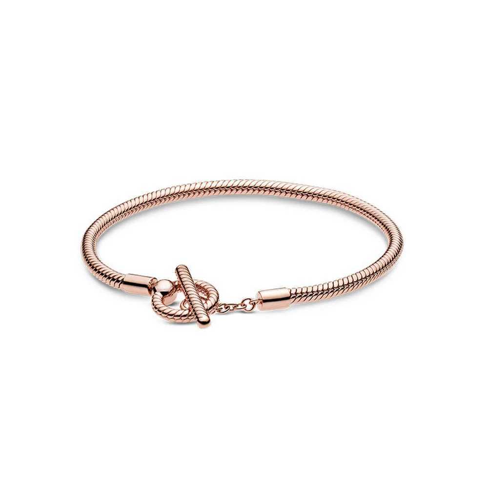 European 925 Silver Heart Clasp Clip Snake Chain Size 16-21cm Bracelet Bangles Jewelry Accessories Charm W250526