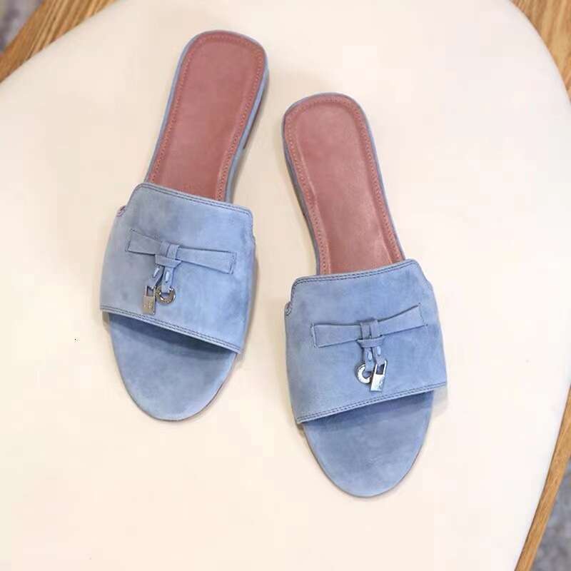 PL New Candy Color Lock Buckle Flat Sandals Fashion Casual Plus Size Women's Beach Slippers