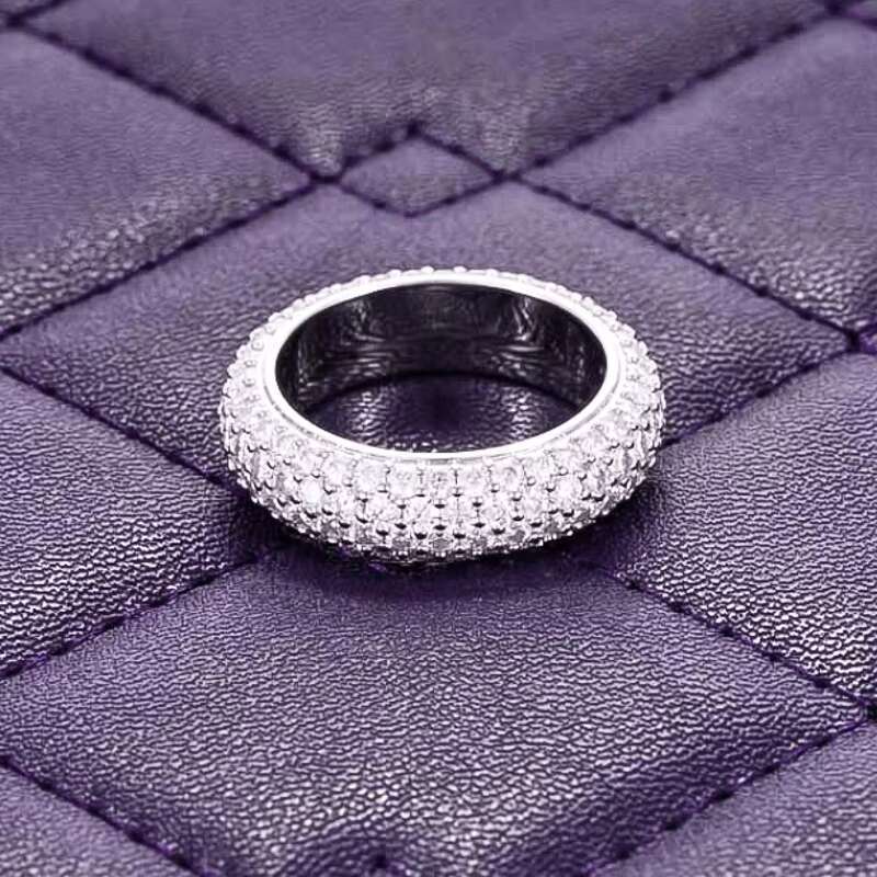 Hip Hop VVS D Color Moissanite Bling Mens Cluster 4 Rows Band Ring With 925 Sterling Silver Pass Diamond Tester GRA