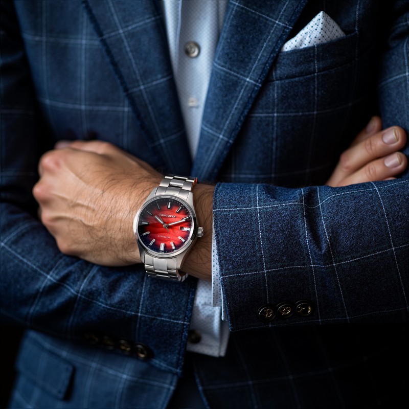 40mm TIMETOKEN Men's Automatic Dress Watch - Desert Texture, Sapphire, 50m Water Resistant, Luminescent