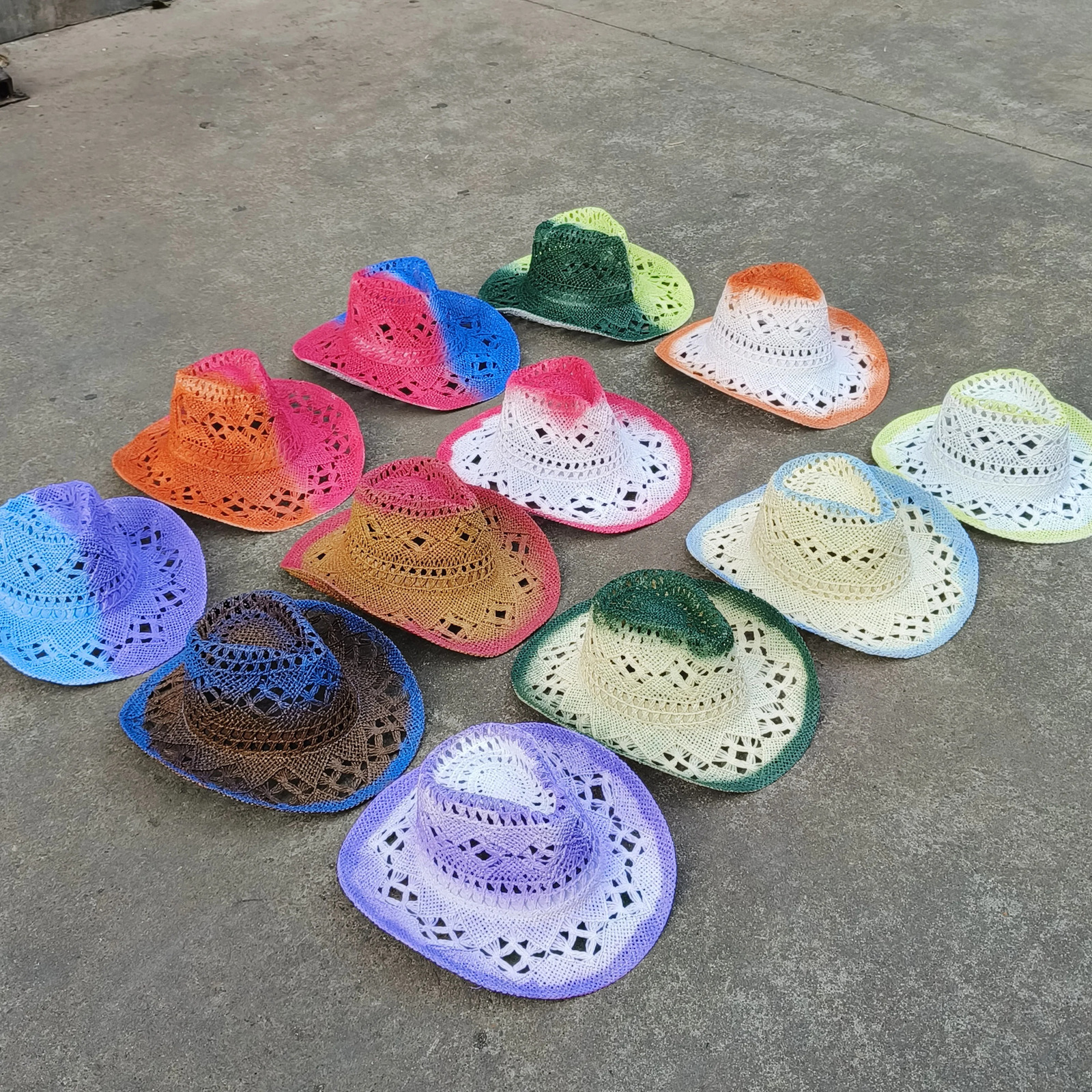 Western Cowboy Straw hat Hollow women Fashion Handknitted straw hat Party Outdoor summer cowboy Sunshade sombrero vaquero hombre 250526
