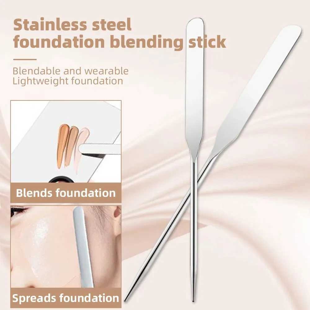 Stainless Steel Makeup Spatula Mixing Stick Foundation Brush Set Eyeshadow Cream Pigment Mixing Tool Face Contour Brush Tool z250527PB4H