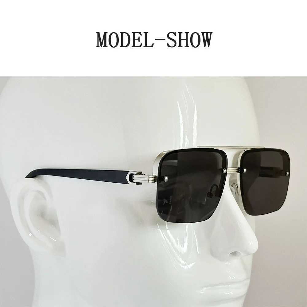 2025 Square Sunglasses Men Vintage Semi Rimless Sunglasses Women Vacation Fashion Glasses Mens Sunglasses Womens Sunglasses Z250527