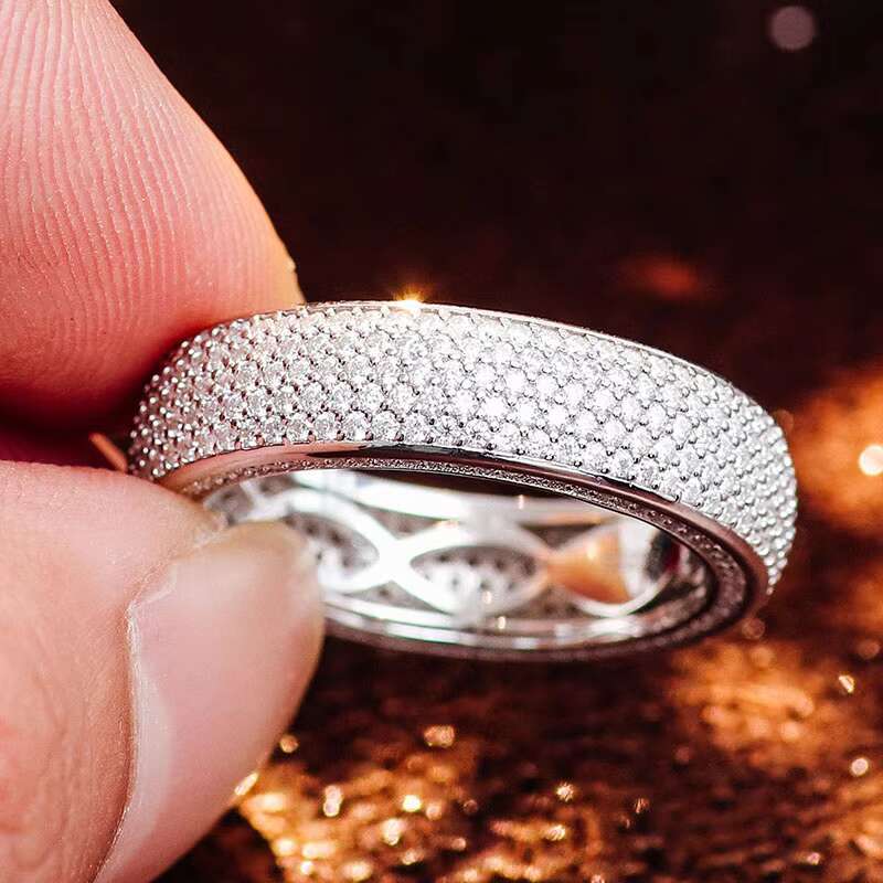 Handmade 18K 14K 10K White Gold Loose Moissanite Stones Hiphop Jewelry Fashion Rings Men Rings Jewelry for Boyfriends Husband