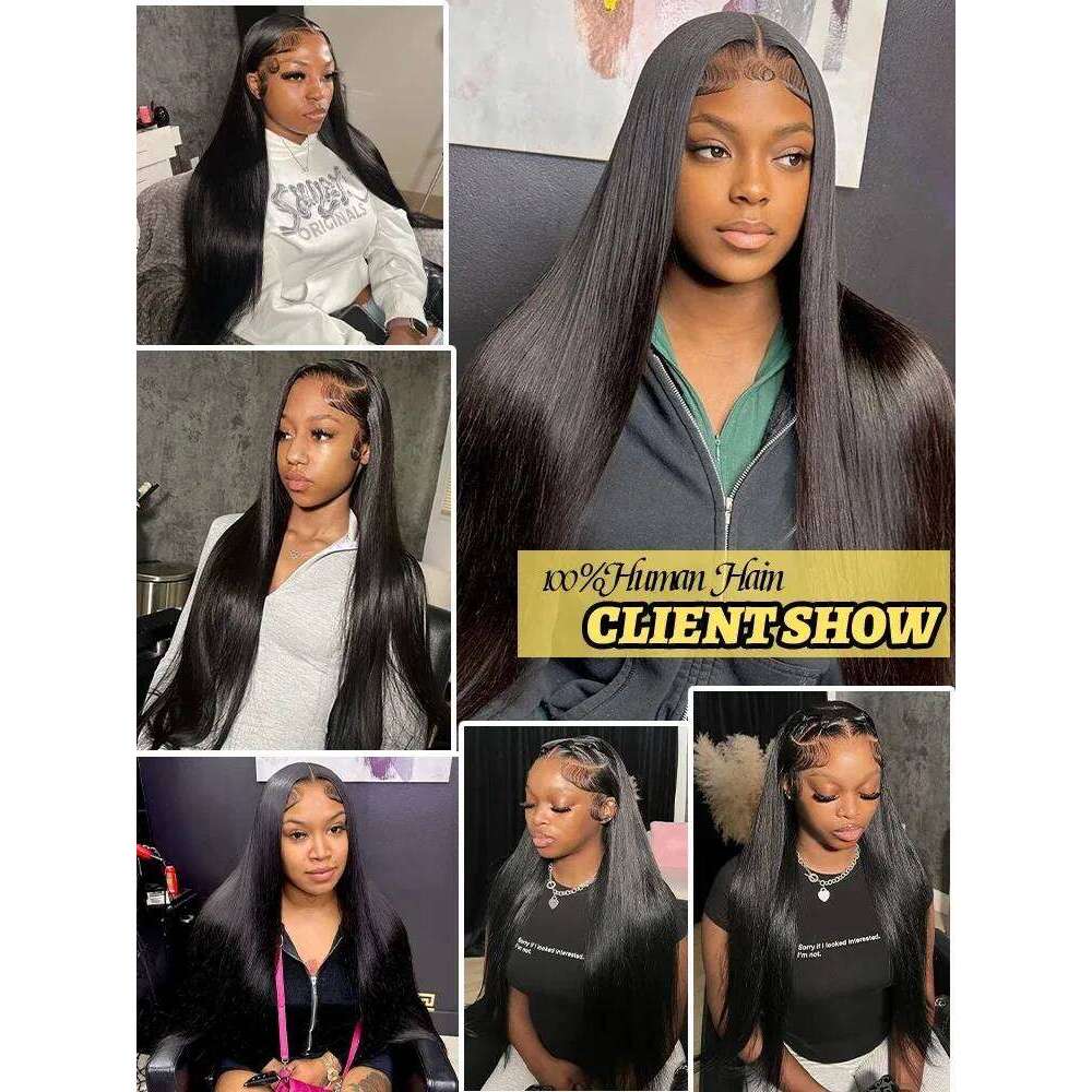 220 Density 30 38 Inch 13x6 HD Transparent Lace Frontal Human Hair Wigs Bone Straight Brazilian Remy For Black Women Pre Plucked