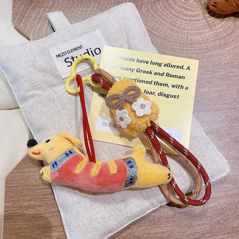 Cute Dachshund Dog Pendant Keychain For Bag Pendant Funny Puppy Doll Keychain With Lanyard Keyring For Couple Gifts Wholesale W250526