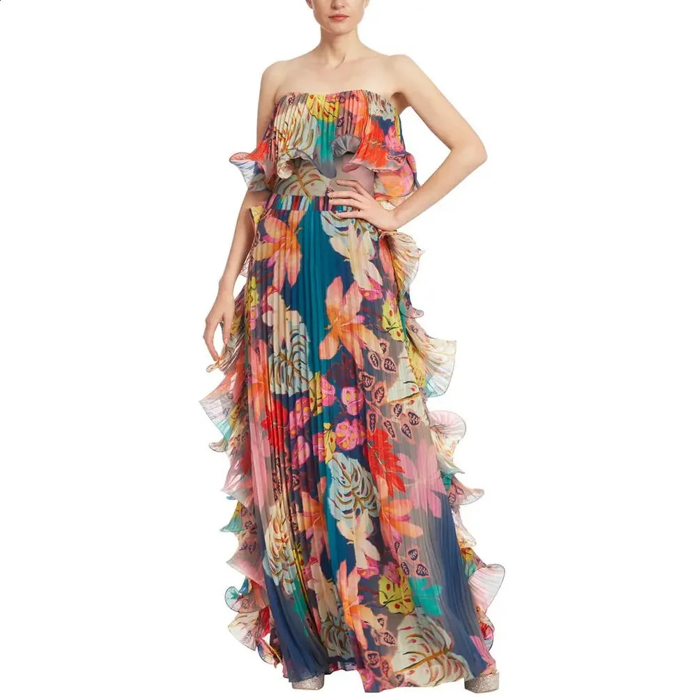 FLAXMAKER Flowers Printed One Piece Swimsuit and Skirt Women Beachwear Bathing Suit 250526