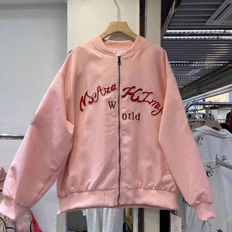 Chic Design Sense Long-Sleeved Jackets Cute Sweet Cartoon Casual Versatile Loose Thickened Coat Zipper Chaquetas 2025 Winter New