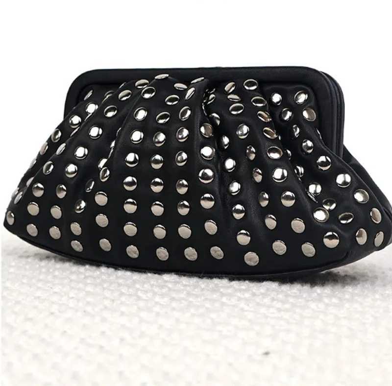Fashion Rivet Women Polka Dot Retro Clutch Ladies Party Luxury Dress Bags Designer Shell Handbag Wedding Party Evening Bag W250527