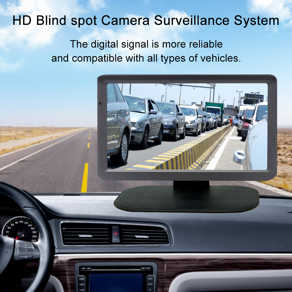car Side View Camera 7 inch HD Surveillance System, IP68 Waterproof Blind spot Camera with HD LCD Screen Parking Assistance System