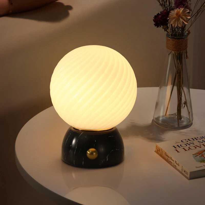 Wholesale Restaurant Decoration Cordless Travertine Table Lamp Battery Operated Bar Rechargeable Table Lamp stone base XJ250527