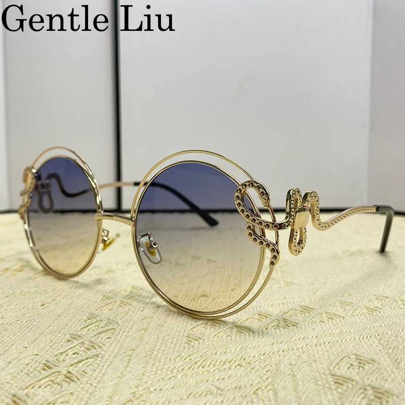 Vintage Round Sunglasses Women Oversized 2025 Luxury Brand Shades Metal Big Frame Eyewear Irregular Sun Glasses For Ladies UV400 Z250527
