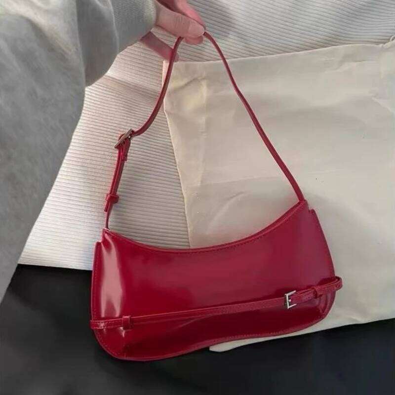 Women's Bags Designer 1Pc French Niche Design Cowhide Shoulder Handbag Women's High-End Party Red Wedding Fashion Handheld Underarm Bag