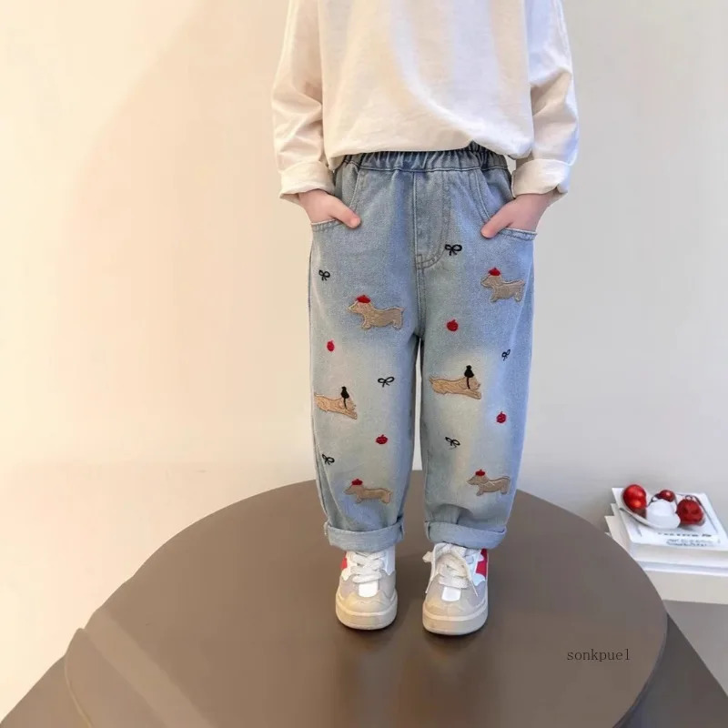 Fashion Kids Jeans Butterfly Embroidery Pants Baby Girls Clothes for Boys Children 250527