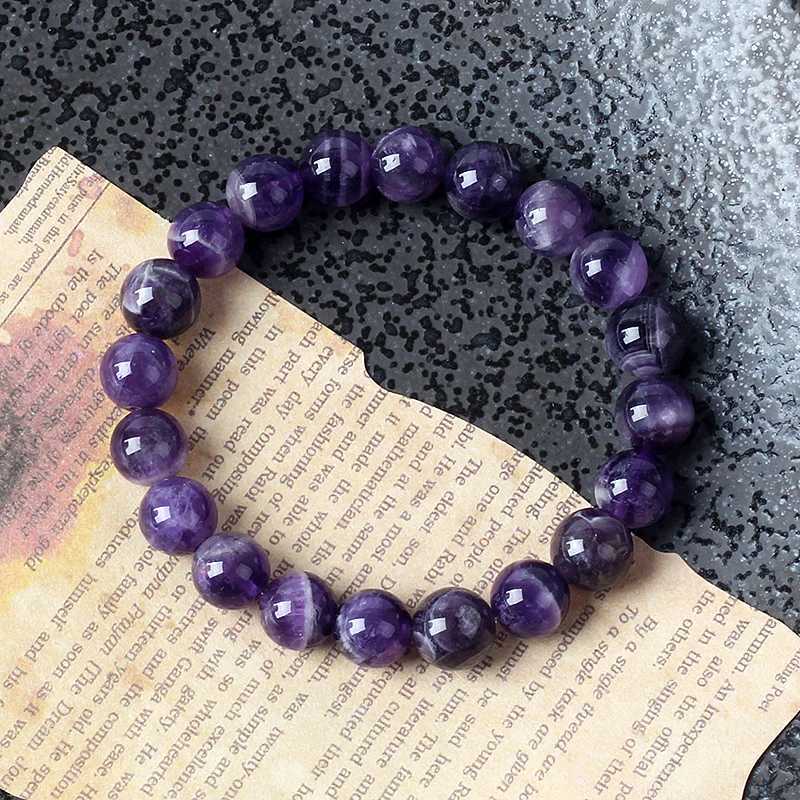 5A Original Amethyst Bracelets for Women Reiki Natural Stone Dream Amethyst Bracelets Purple Crystal Beads Health Care Jewelry W250526
