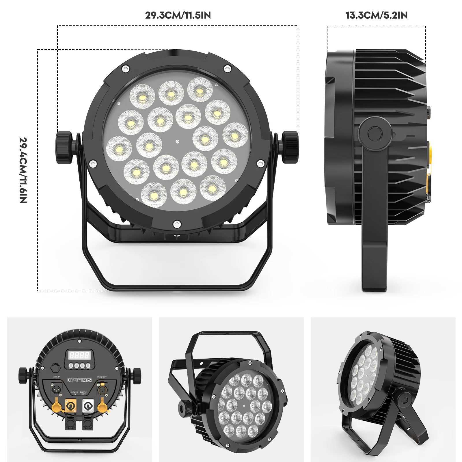 UKing 4PCS 150W LED Par Light 18x10W RGBWA+UV Waterproof 6in1 18LED Fixture Beads Stage Light DMX512 DJ Light for Disco Dance XJ250527