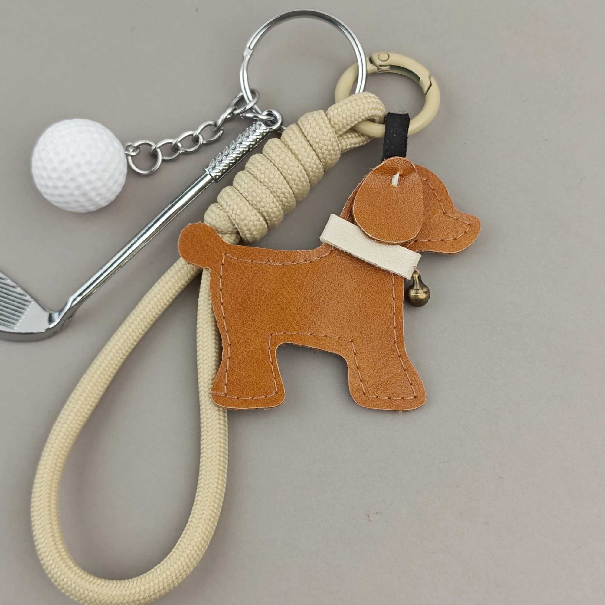 Cartoon Cute Leather Dog Bag Charm Tennis Golf Ball Badminton Pendant For Handbags Creative Fashionable Keychain Accessories W250526