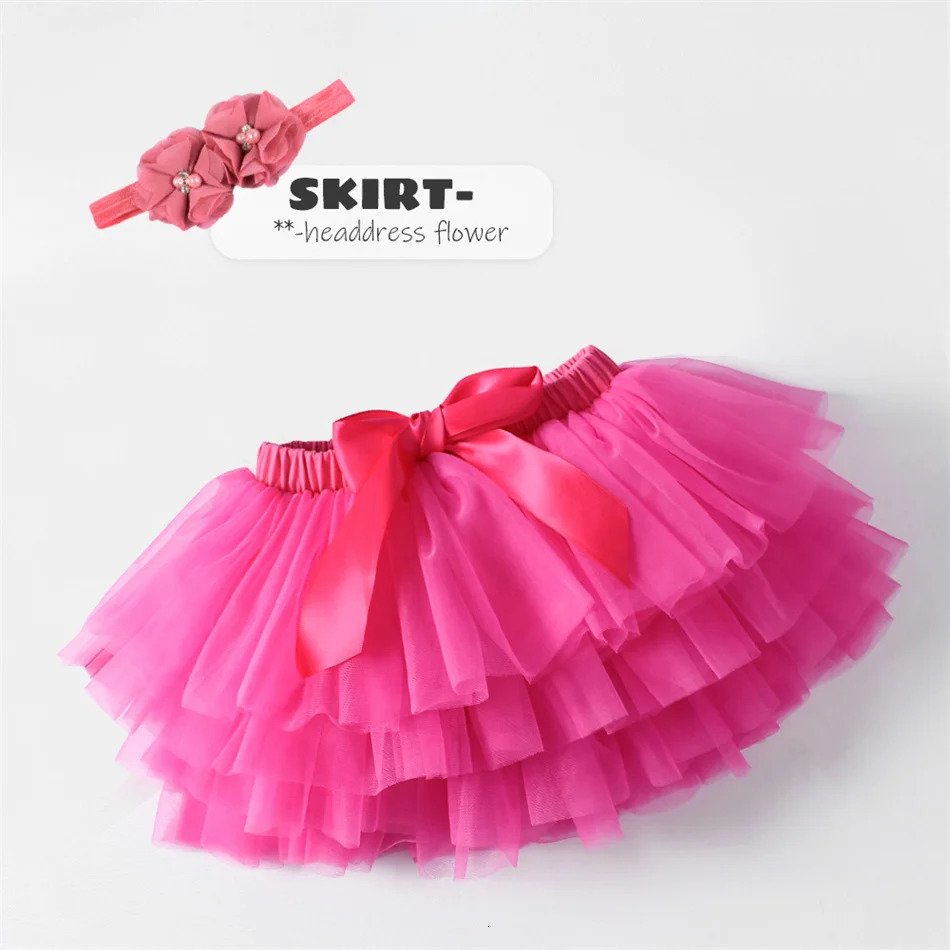 Toddler Tutu Tulle Skirts With Hair Band Sets Kids Princess Rainbow born Fluffy Costume Girls Baby Birthday Party Mini Skirt 250527