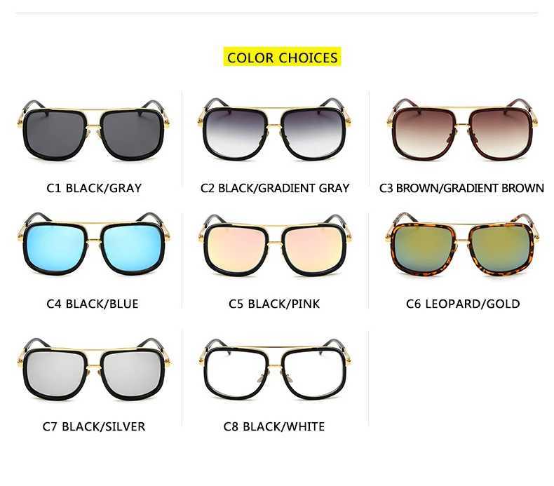 New Fashion Big Frame Sunglasses Men Square Metal Sun Glasses Women Retro Sun Glasses Vintage High Quality Sunglasses Z250527
