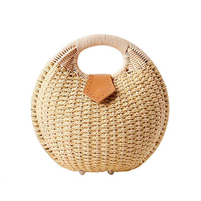 Top quality Brand High Quality New Style Rattan Bags Straw Woven Bag New Style Woven Bag Half Round Beach Handbag Round Straw Woven Bag New Free Deliv