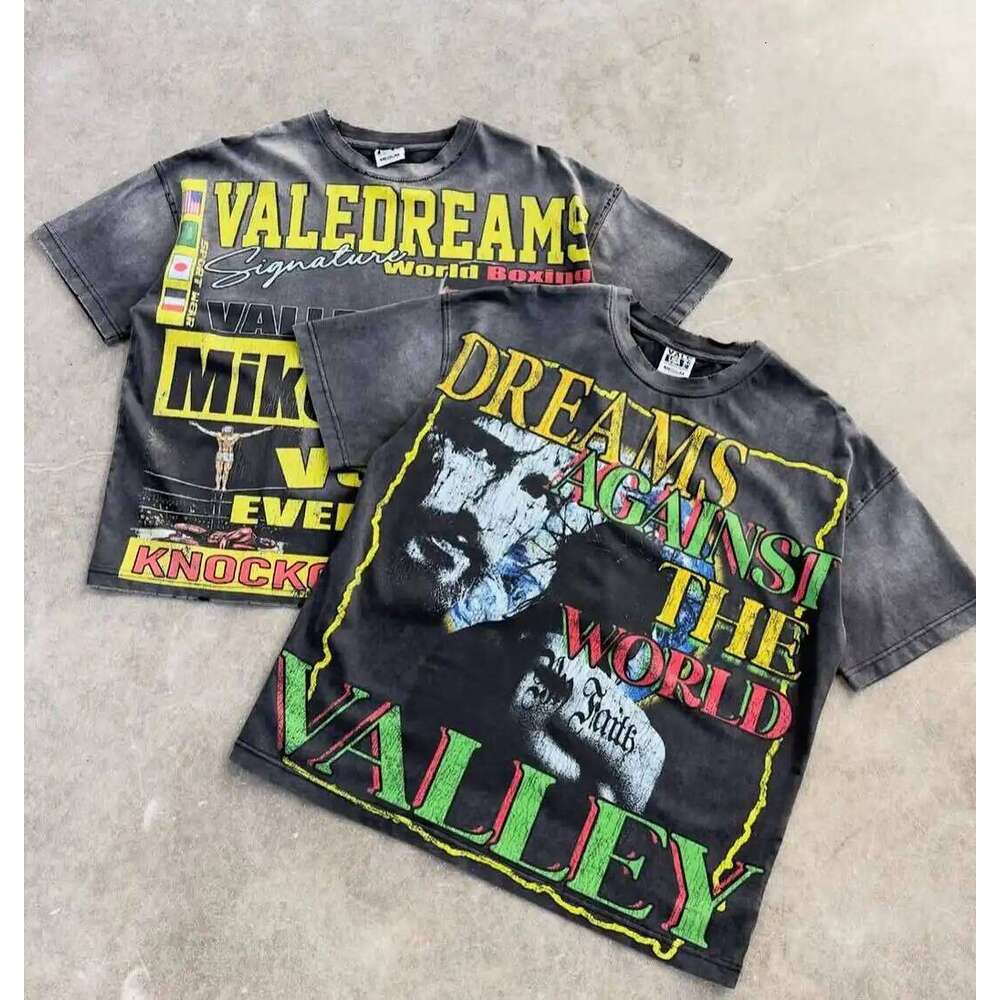 American Street Popular Boxing Culture Trend Legendary Character Retro Printed T shirt Men s Loose Hip hop Sports Short Sleeves