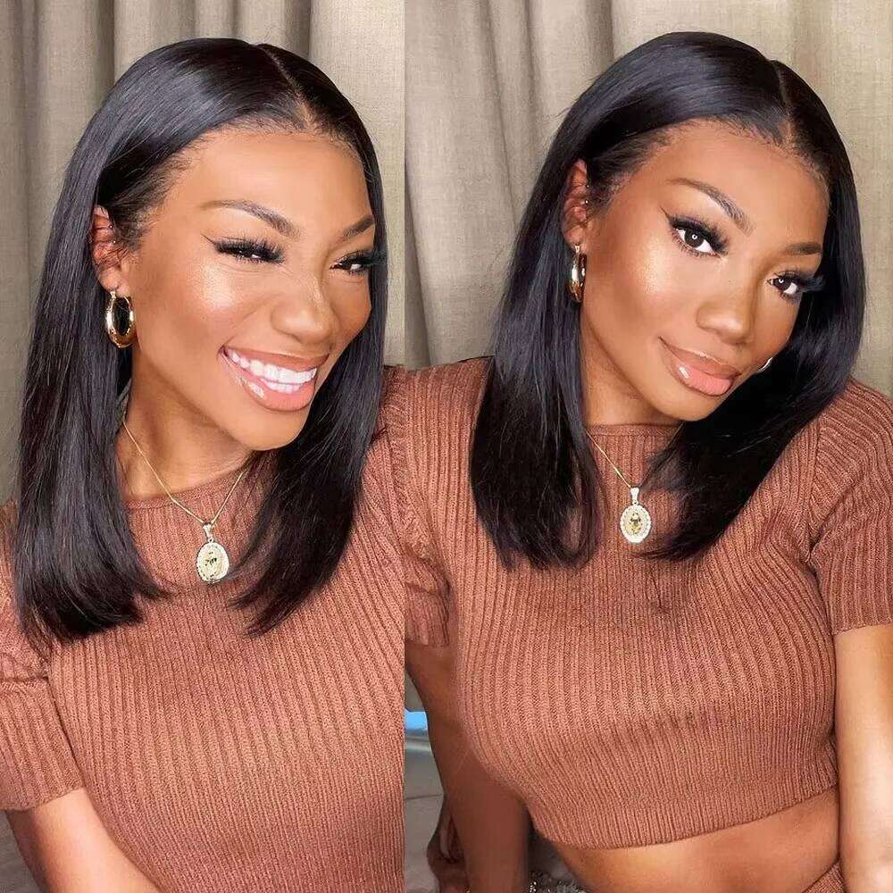 Bone Short Straight Bob 100% Brazilian Human Hair 4x4 HD Wigs 13x4 13x6 Lace Front Wig Preplucked For Women