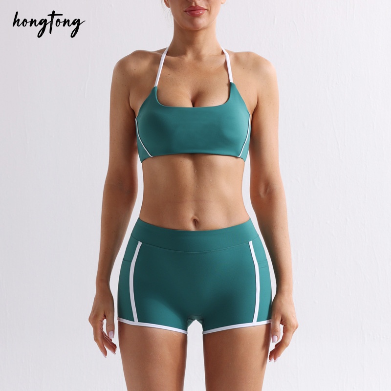 Yoga outfits set gym sets sports bra women shorts athletic clothes outdoor sports running skinny elastic quick dry skirt versatile tennis dress size s