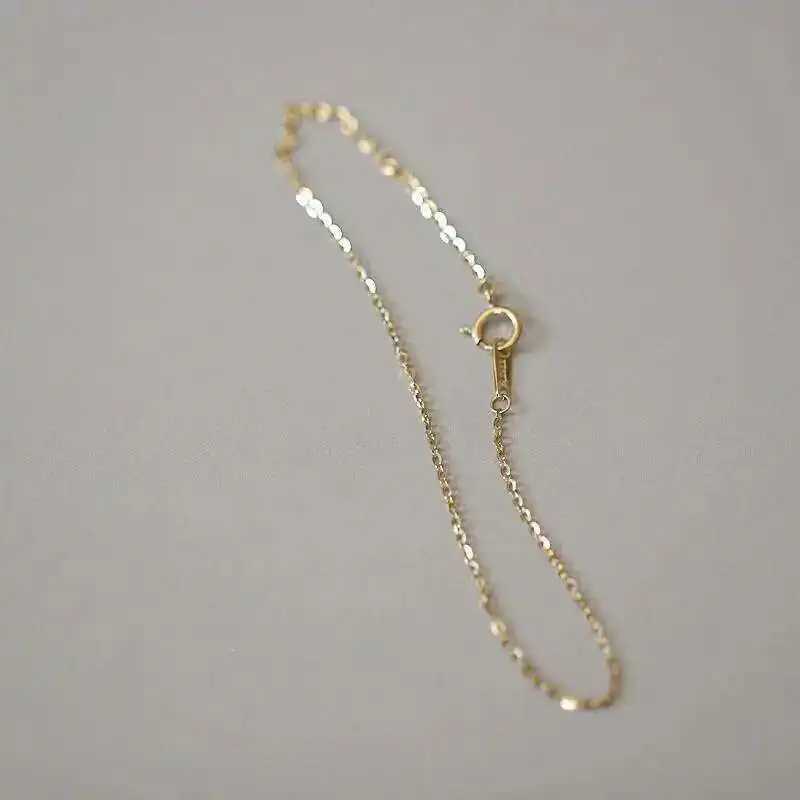 GOLDtutu Pure 14K Gold Bracelet for Women Bare Chain Simple Plain Chain Fine and Light Gold kj444 W250526