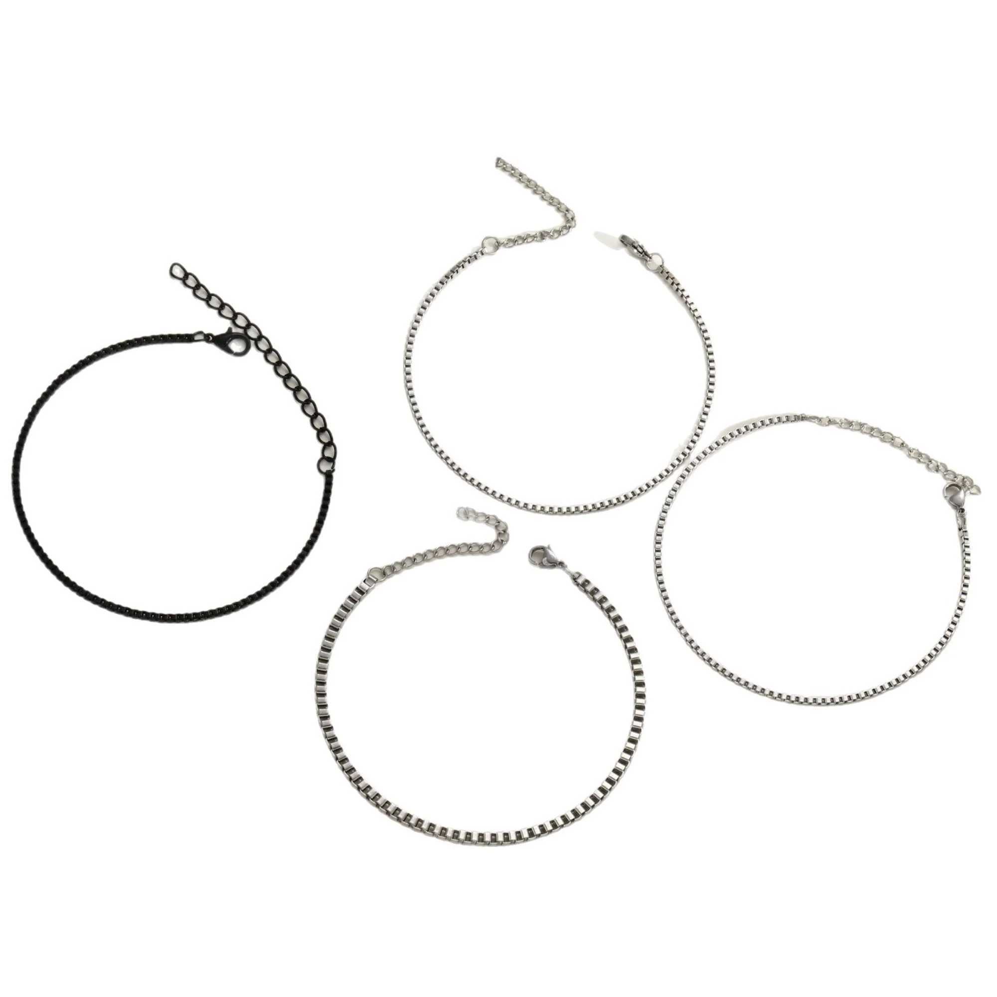 4pcs/set Stainless Steel Box Chain Bracelet Hip Hop Men Multi-layer Bracelet Jewelry Fashion Accessories Gifts W250526