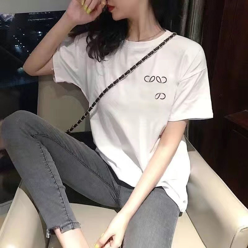 Women's Shirt Luxury Long Blouses Designer Tshirts with Letters Embroidery Shirts Clothing Fashion White Short Sleeve Tees Casual women Tops