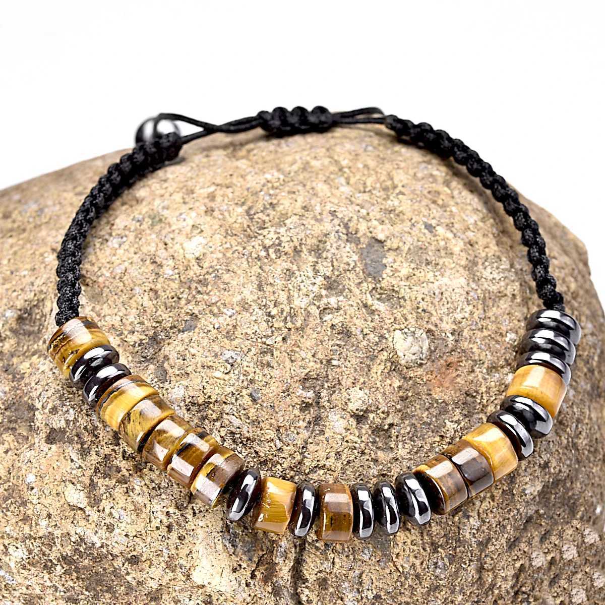 Natural Tiger Eye Stone Personalized Custom Morse Code Bracelet For Men Women Couples Friendship Birthday Gift Sister BFF Message W250526