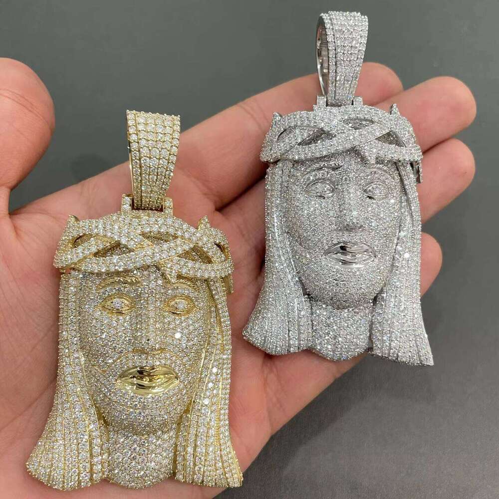 Custom Hip Hop Iced Out Jesus Faced Moissanite in Sterling Sier for Men & Women Fashion Necklace Pendant Jewelry