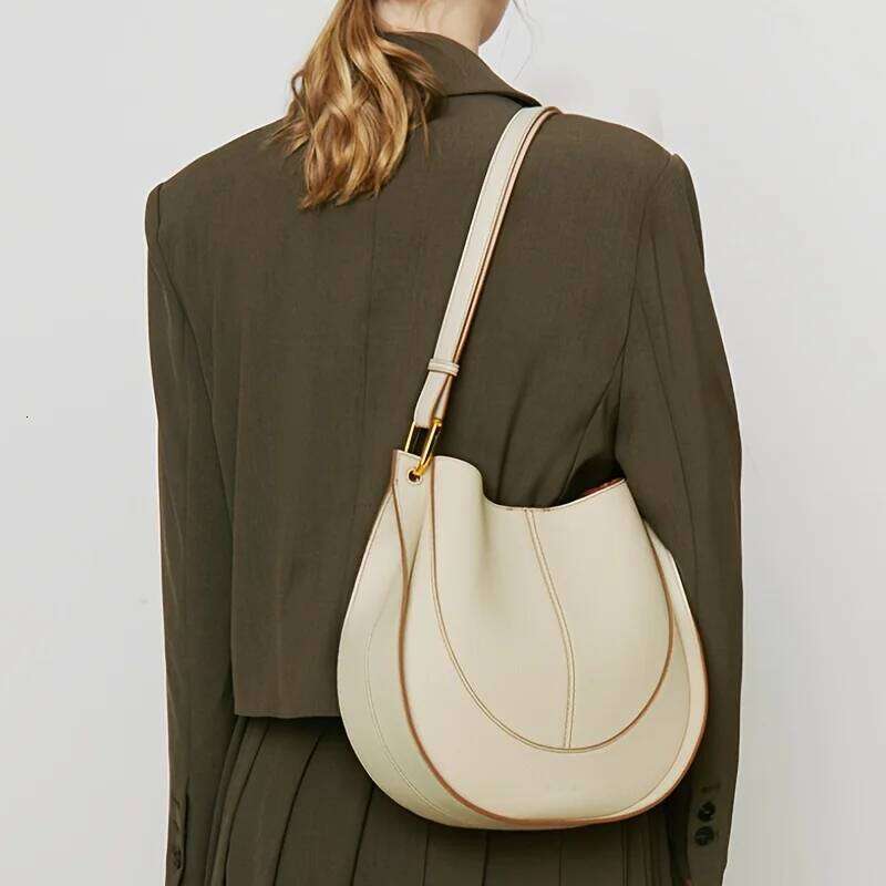 Free Shopping New 2025 Crossbody Small Commuter Design One-Shoulder Real Female Saddle Bag
